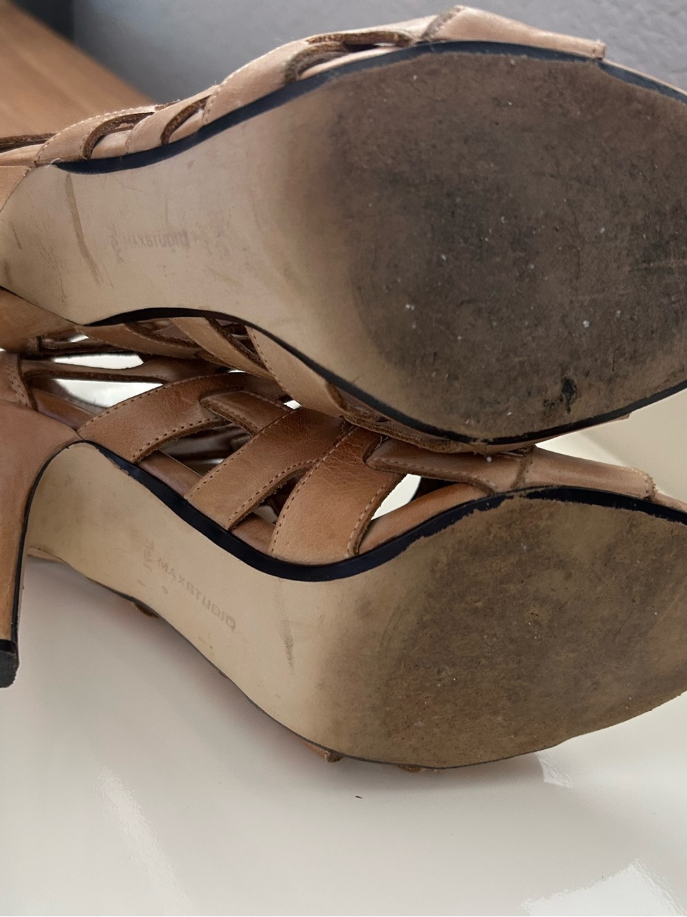 Max Studio Elaine Camel Strappy High-Heel Gladiator Sandals - Picture 5 of 7